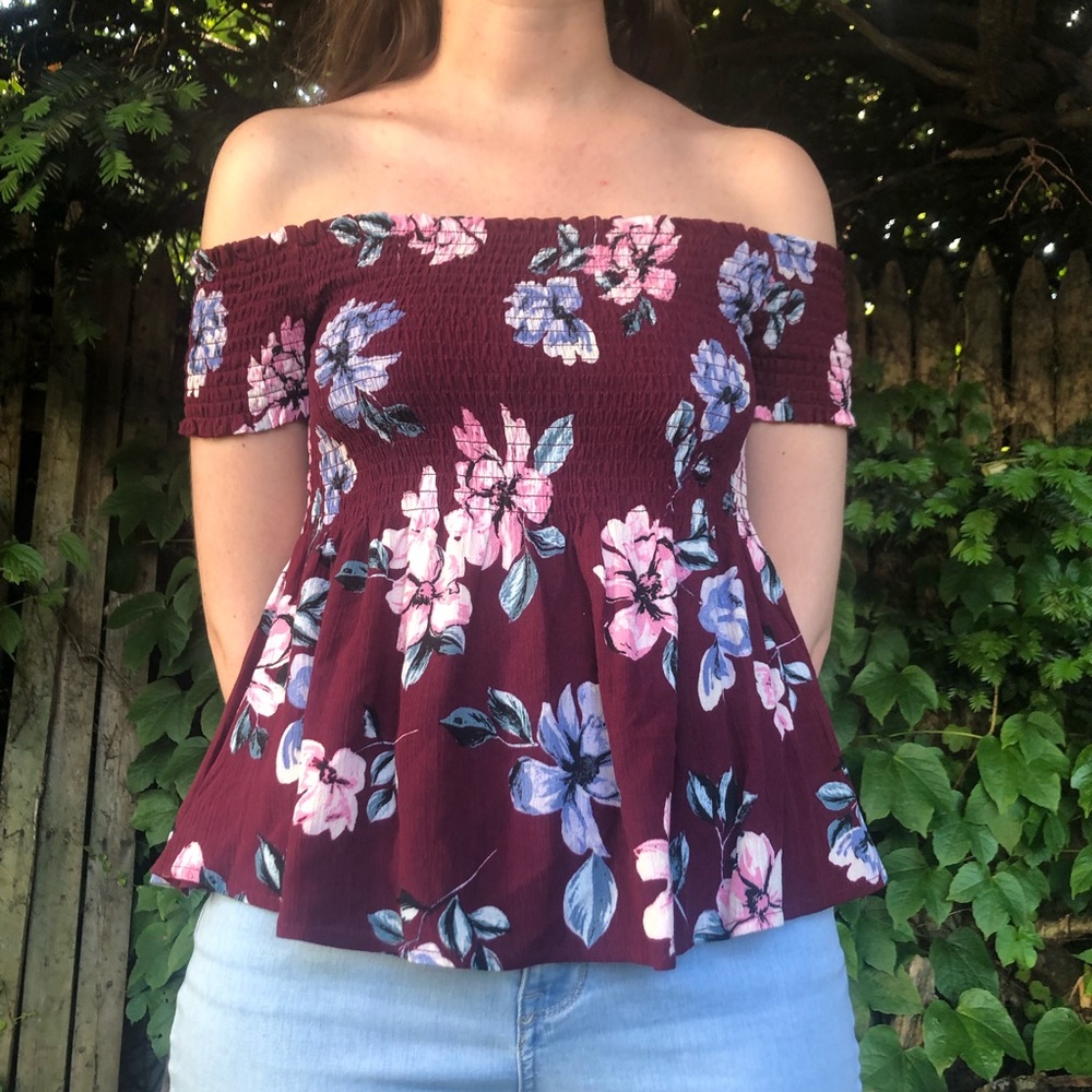 Kendall + Kylie off the shoulder floral top